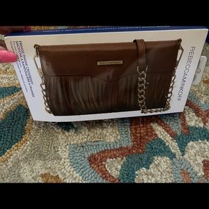 Rebecca Minikoff Brown Fringe Cell Phone Purse. NWT and box.